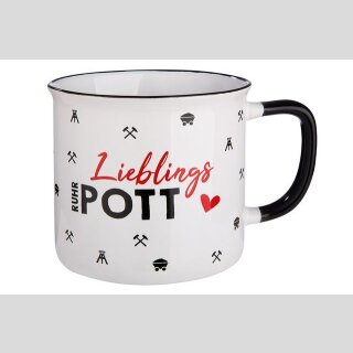 Tasse / Becher, "Lieblings RUHR POTT", Spruch, Keramik, weiß