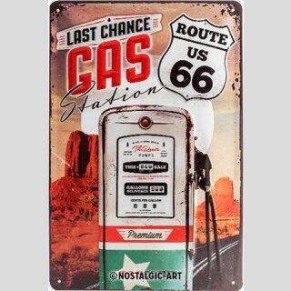 Blechschild 20 x 30 cm - Route 66 - Gas Station