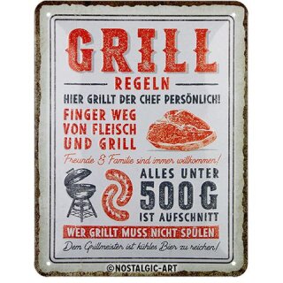 Blechschild 15 x 20 cm - Grillregeln